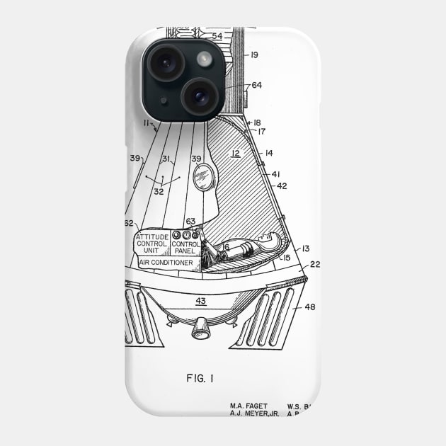 Space Capsule Vintage Patent Hand Drawing Phone Case by TheYoungDesigns