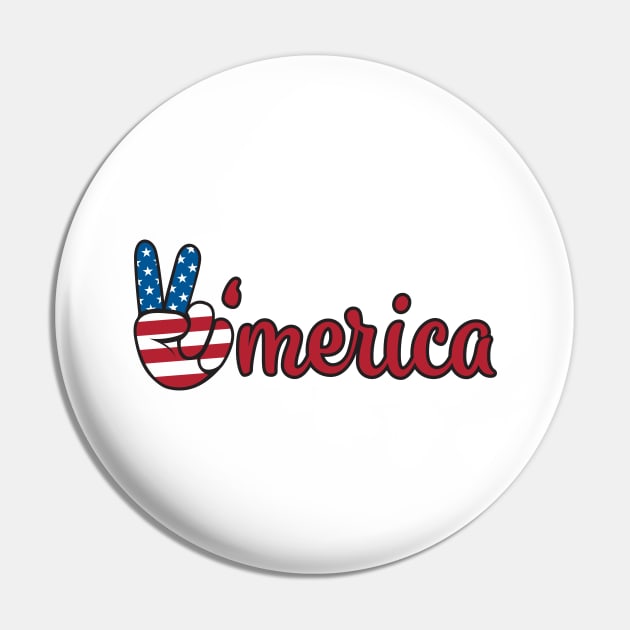 America A’merica peace with handsign Pin by Lingos
