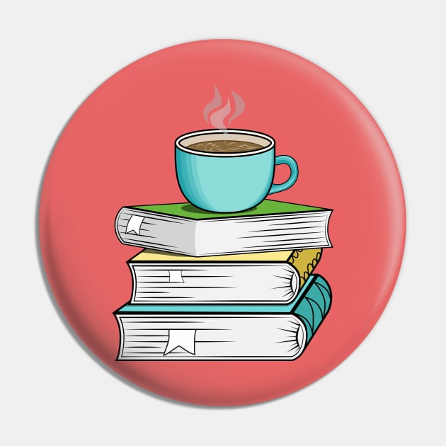 Books And Coffee Pin by Designoholic