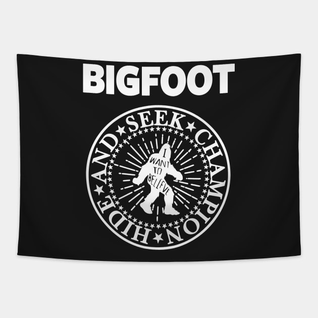 BIGFOOT HIDE AND SEEK CHAMPION Tapestry by ShirtFace