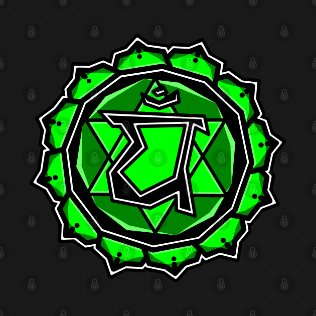 Heart Chakra Symbol - Sacred Green Lotus Flower - Anahata - Heart Chakra by Bleeding Red Paint