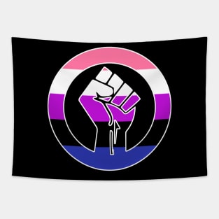 Black Lives Matter Fist Circled LGBTQ Flag Genderfluid Tapestry