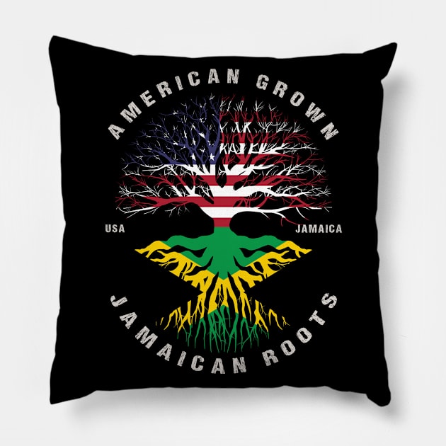 American Grown Jamaican Roots Jamaica Flag Pillow by heart teeshirt