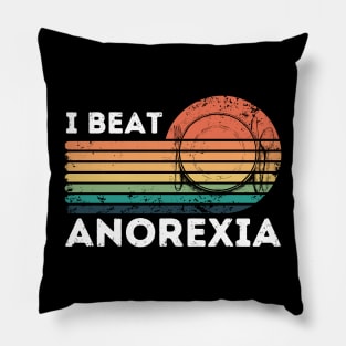 I Beat Survived Anorexia Survivor  Awareness Vintage  Retro Sunset Pillow