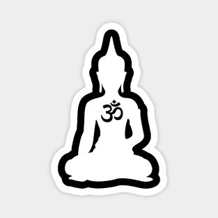 Om White Buddha Magnet