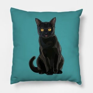 Black Bombay Blep Cat Pillow