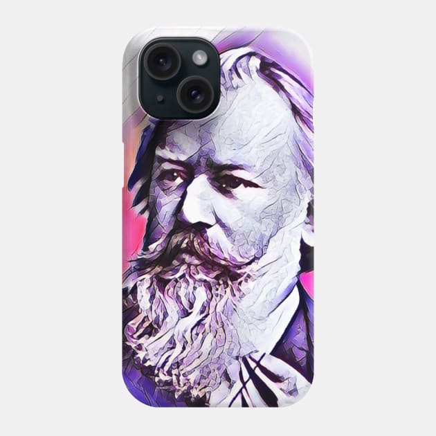 Johannes Brahms Pink Portrait | Johannes Brahms Artwork 9 Phone Case by JustLit