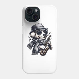 Dog Playing Saxophone Cute Graphic Tees Men Women Boys Phone Case