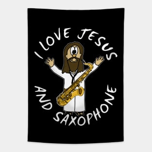 I Love Jesus And Saxophone Christian Worship Funny Tapestry