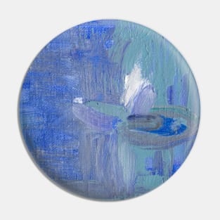 Abstract Oil Painting Waterlily White Blue Pin