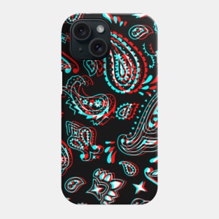 Paisley Pattern - Black & Red Glitch Phone Case