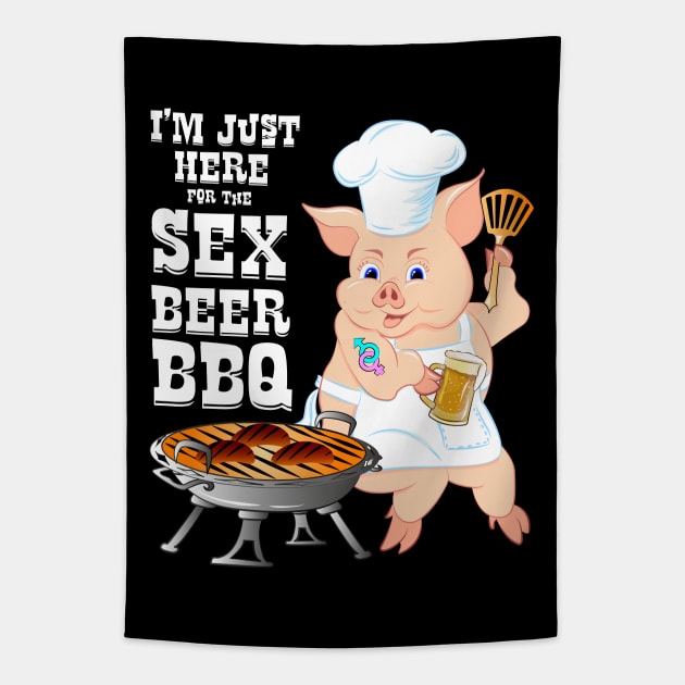 Im Just Here for the Sex and Beer BBQ Food Adult Tapestry by ZNOVANNA
