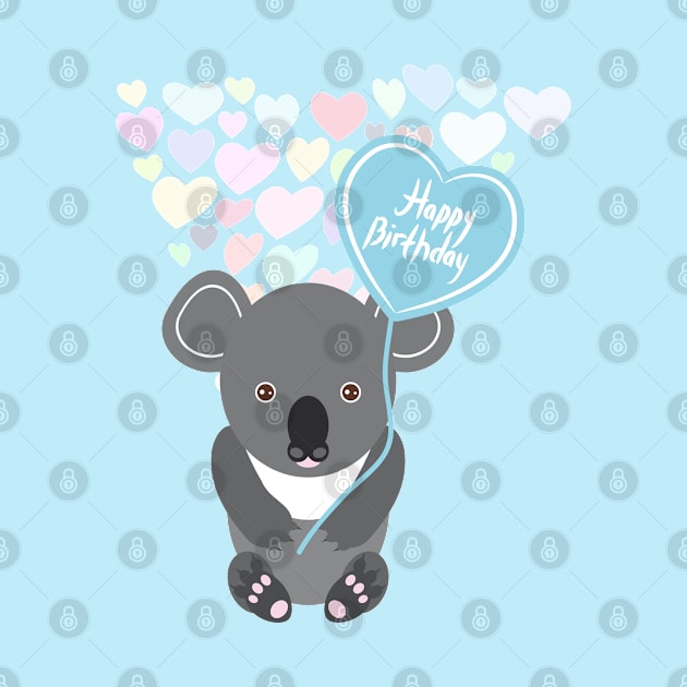 Happy Birthday Card Cute Gray Koala by EkaterinaP