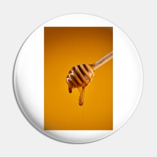 Honey dripping on wooden dipper Pin