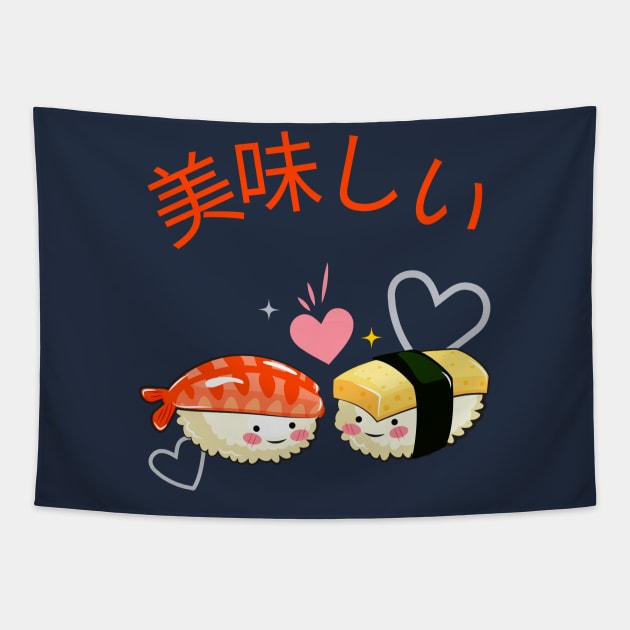 Delicious Sushi v1 Tapestry by CLPDesignLab