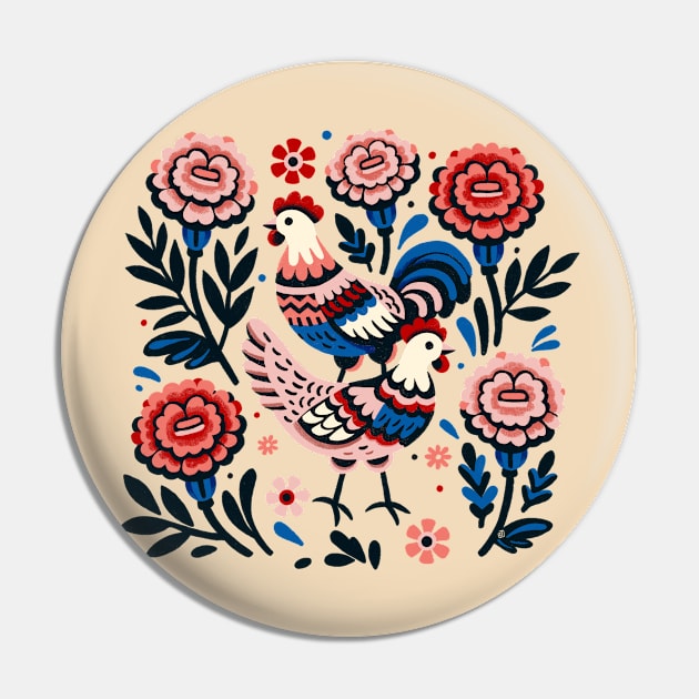 Chickens and Marigolds Pin by Itouchedabee