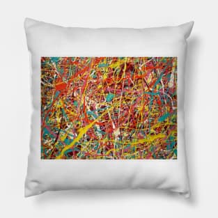 Jackson Pollock color art, colorful pattern, Jackson Pollock design, Pillow