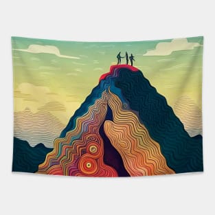 Highest Peak - Colorful Mountain Climbing Art Tapestry