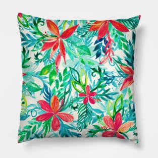 Paradise Floral - a watercolor pattern Pillow