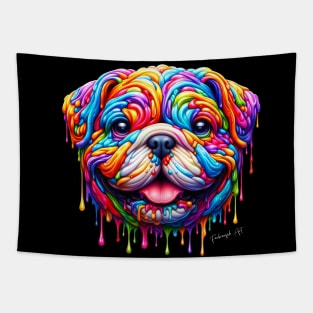 Colorful melting Bulldog #7 Tapestry