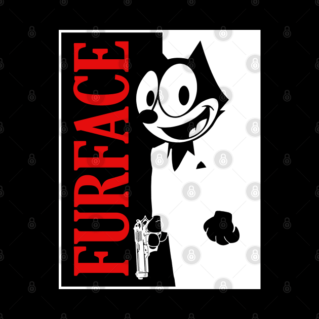 Felix the Cat - FURFACE parody (4 dark tees) by KERZILLA