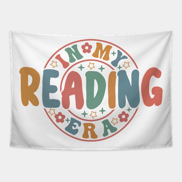 In My Reading Era Groovy Cute Reader Bookworm Gifts 2024 Tapestry by sarcasmandadulting