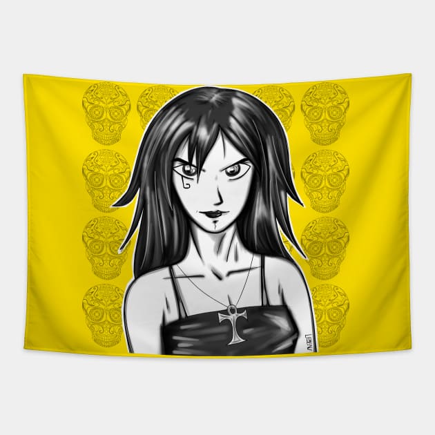 death from sandman skeleton woman ecopop Tapestry by jorge_lebeau