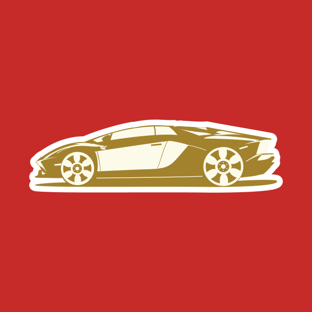 Sports Car Sticker side view vector illustration. Vehicle transportation icon concept. Sports racing car sticker design logo with shadow. by AlviStudio