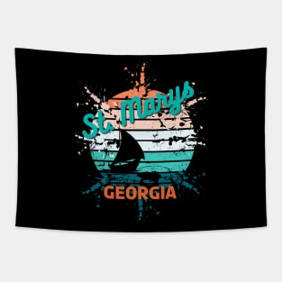 St. Marys Georgia Retro Vintage Exploding Sunset Tapestry