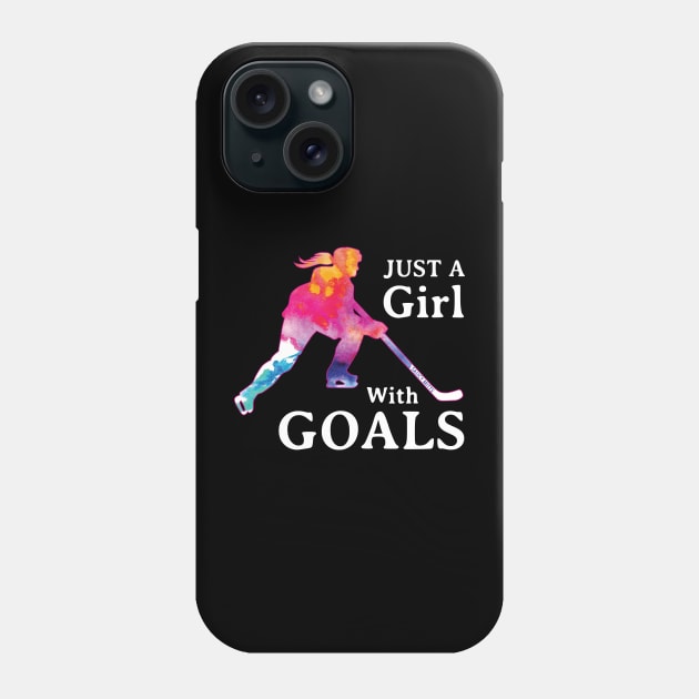 Just a Girl With Goals Hockey Watercolor Phone Case by SaucyMittsHockey