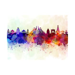 Bali skyline in watercolor background T-Shirt