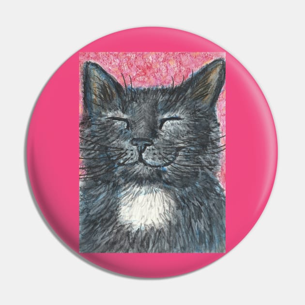 Happy black cat Pin by SamsArtworks