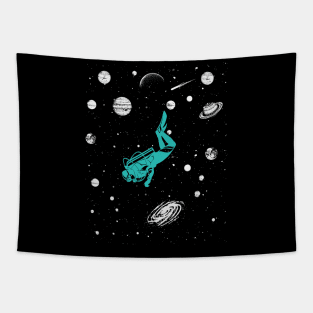 Scuba Diving In Saturn Solar System Space Scuba Diver Tapestry