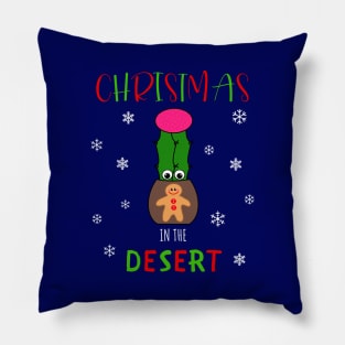 Christmas In The Desert - Hybrid Cactus In Gingerbread Man Pot Pillow