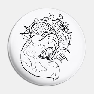 Scary Tongue Monster Horror Black Lineart Pin