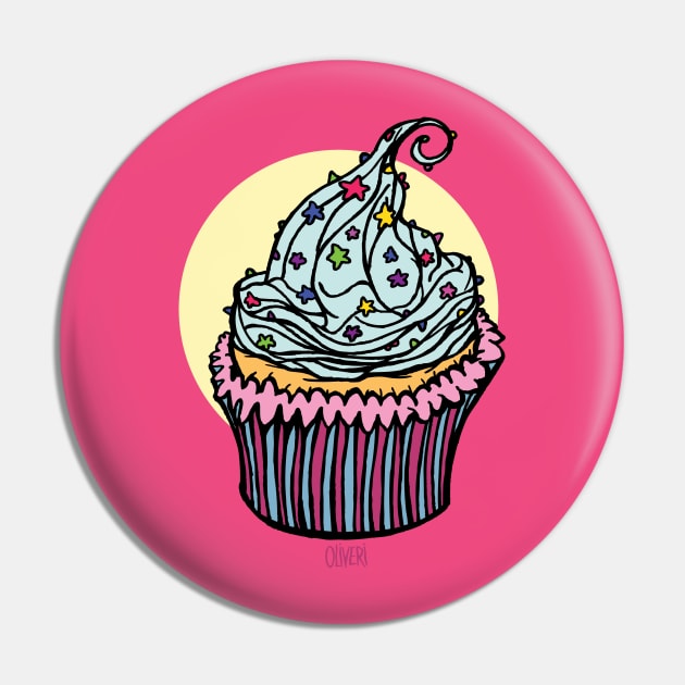 Cupcake with sprinkles Pin by peteoliveriart