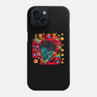 butterfly skull head ecopop art in mandala floral deadly wallpaper Phone Case