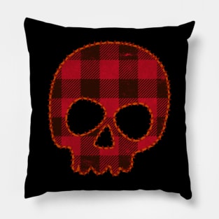 Buffalo Plaid Skull Pillow