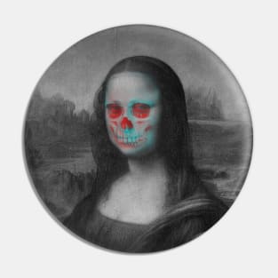 Monna Lisa Skull Interactive Red&Blue Filter T-Shirt Pin