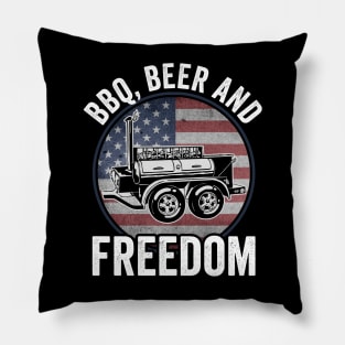 BBQ Beer Freedom 4th Of July USA American Flag Pillow