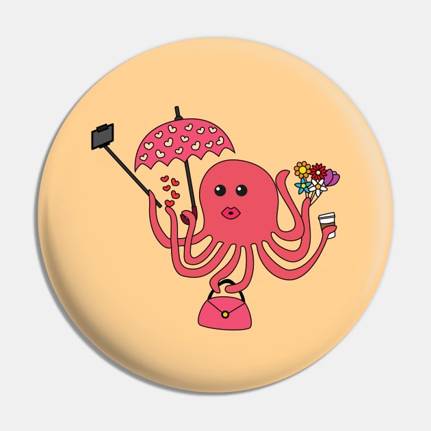 Selfie Octopus Pin by chyneyee