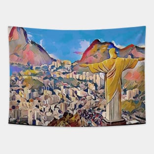 Rio de janeiro colorful painting oil style design Tapestry