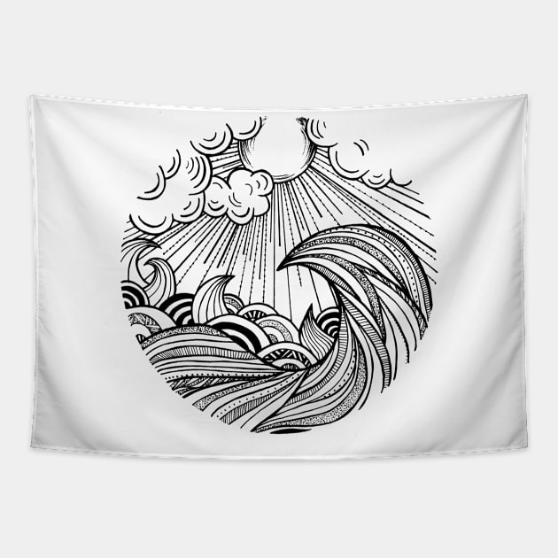 Doodle Wave Tapestry by Prettielilpixie