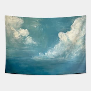 Vintage Elegant White Clouds Blue Sky Tapestry