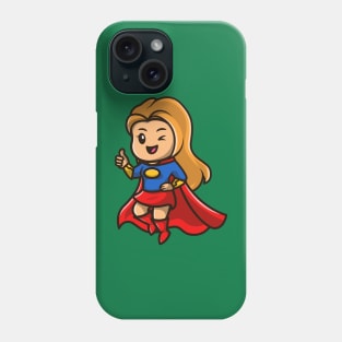 Cute Super Hero Girl Cartoon Illustration Phone Case