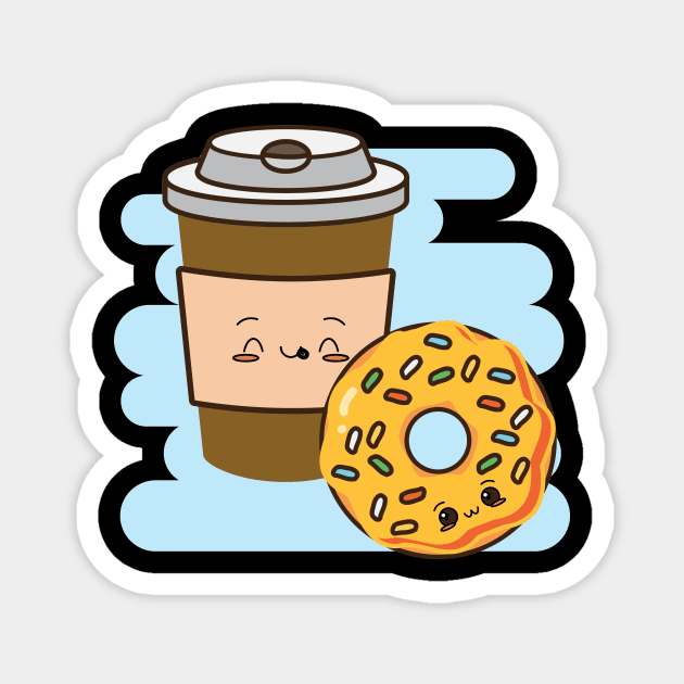 donuts and coffee Magnet by T-shirtlifestyle