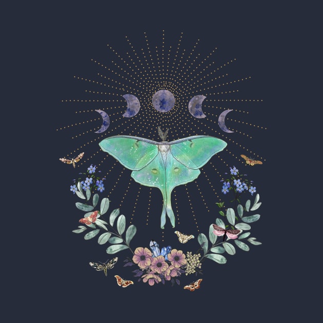 Luna Moon Moth with Flowers by MugDesignStore