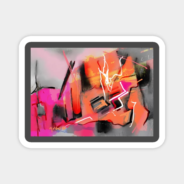 Pink and orange London abstract Magnet by sukhpalgrewal