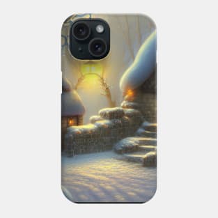 Magical Fantasy Cottage with Lights In A Snowy Scene, Scenery Nature Phone Case