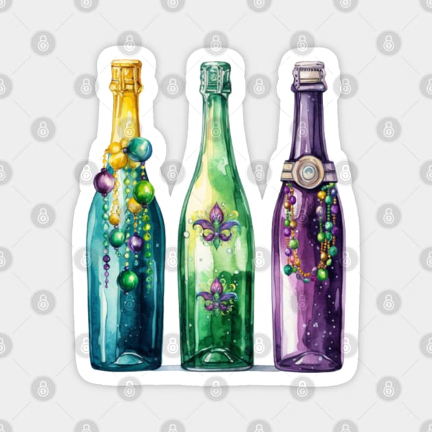 Mardi Gras Bottles and Beads Magnet by mw1designsart